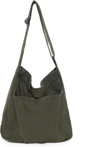 Hobo Bag Canvas Crossbody Shoulder Bag for Women and Men Large Casual Messenger Bags Canvas Tote Bag Travel Work