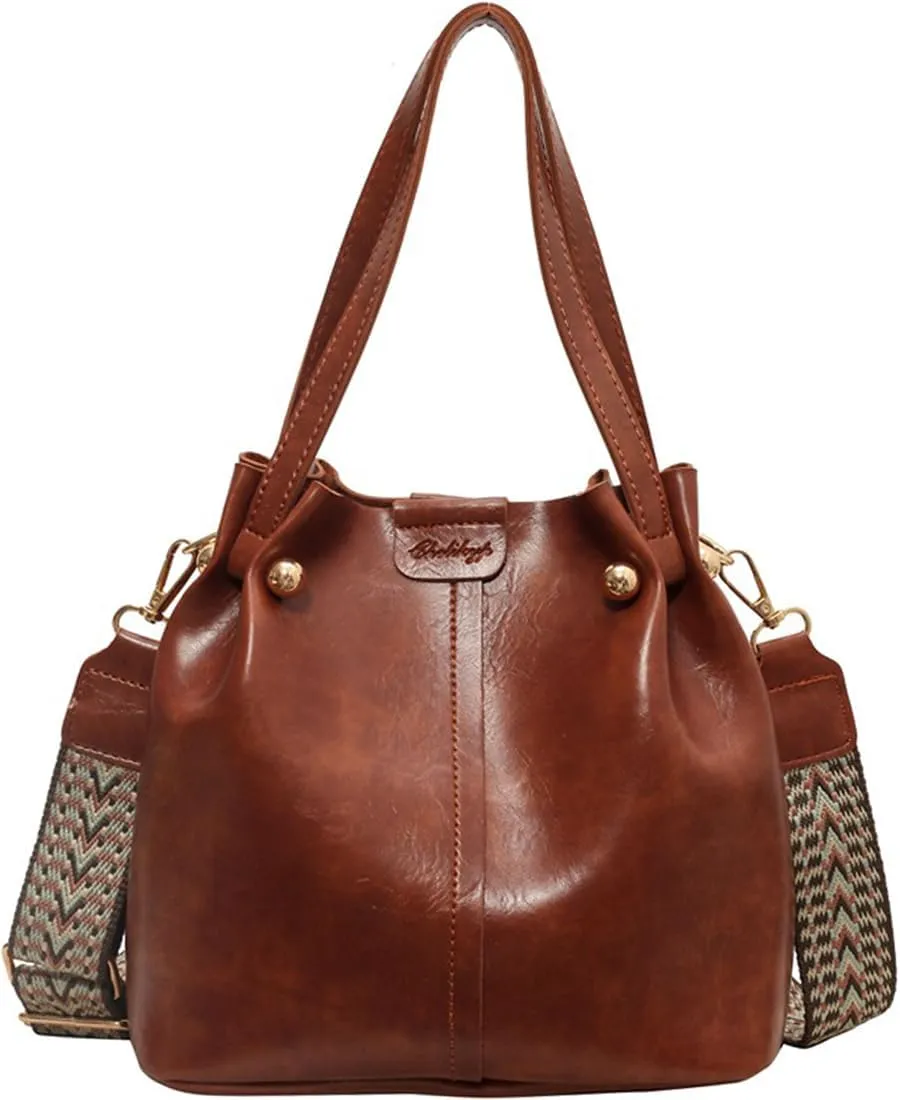 Hobo Bags for Women Crossbody Purses and Handbags Bucket Purse Faux Leather with Detachable Long Strap