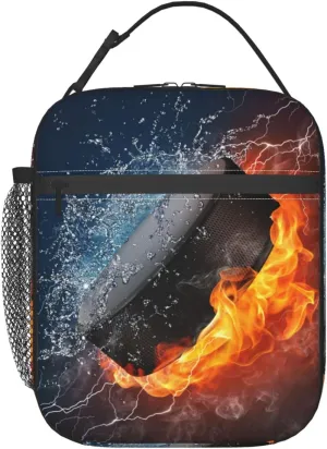 Hockey Fun Sport Lunch Bag Reusable Lunch Box Insulated Portable Lunch Tote For Boys Girls Kids School Men Women Adults Work Travel Picnic