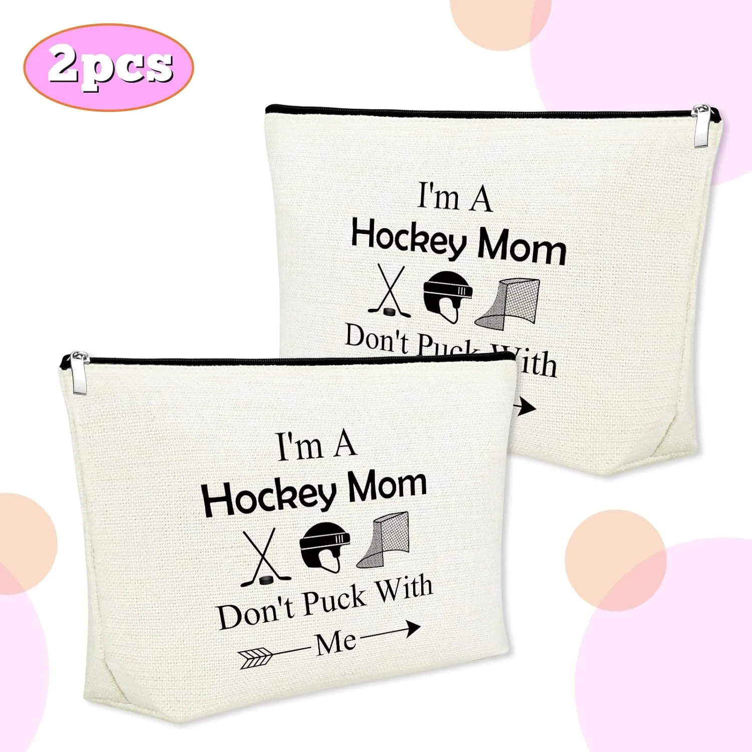 Hockey Player Gifts 2Pcs Hockey Makeup Bag Hockey Mom Cosmetic Bag Hockey Coach Gifts for Mom Ice Hockey Lover Inspiration Gifts Hockey Team Gifts Birthday Graduation Gift for Friend Travel Pouch
