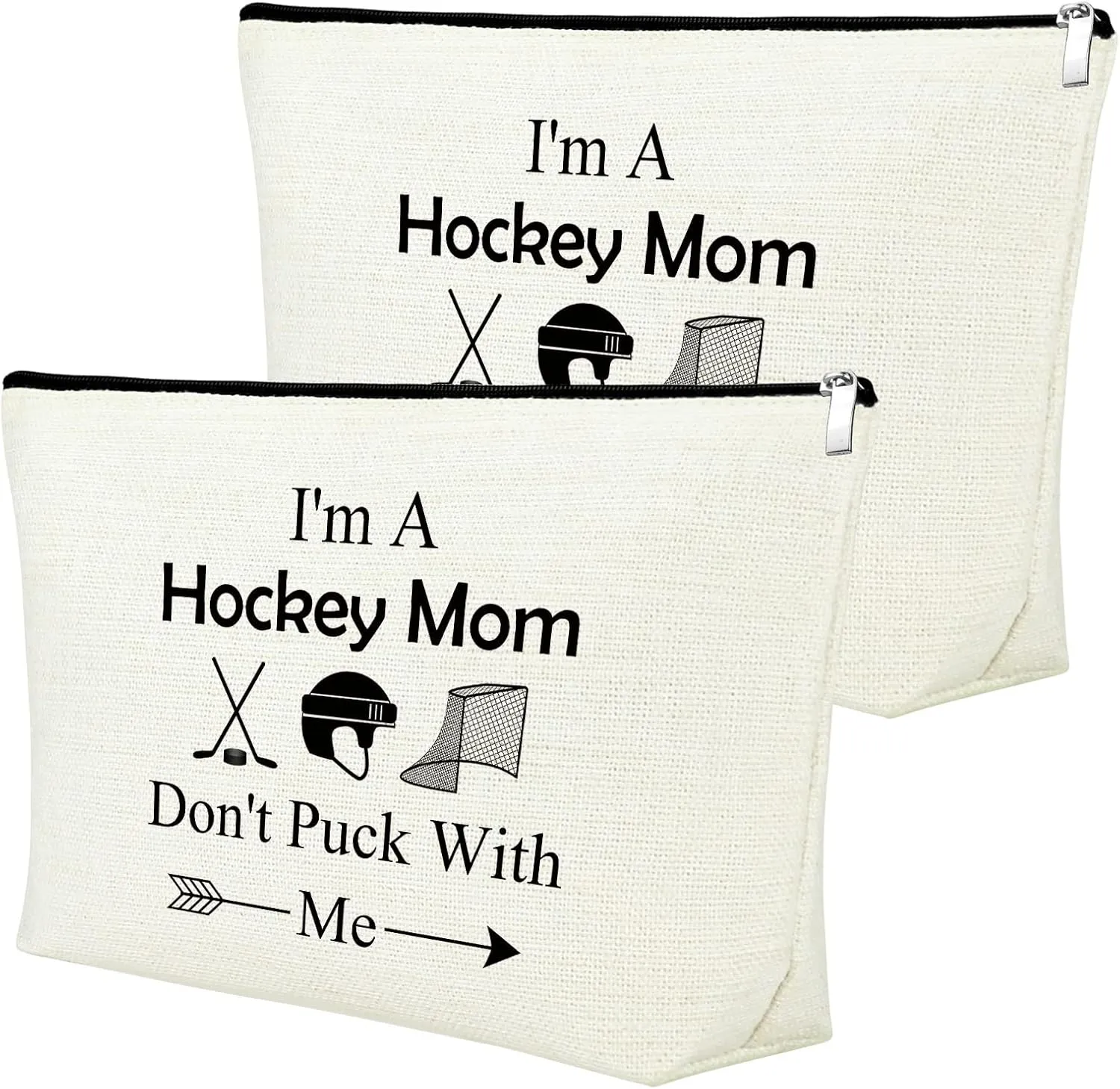 Hockey Player Gifts 2Pcs Hockey Makeup Bag Hockey Mom Cosmetic Bag Hockey Coach Gifts for Mom Ice Hockey Lover Inspiration Gifts Hockey Team Gifts Birthday Graduation Gift for Friend Travel Pouch