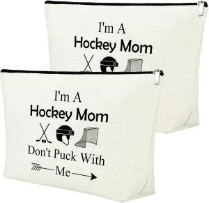 Hockey Player Gifts 2Pcs Hockey Makeup Bag Hockey Mom Cosmetic Bag Hockey Coach Gifts for Mom Ice Hockey Lover Inspiration Gifts Hockey Team Gifts Birthday Graduation Gift for Friend Travel Pouch