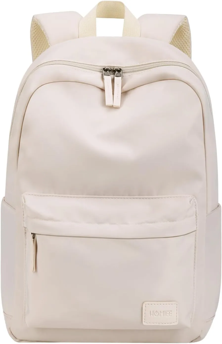 HOMIEE Lightweight Casual Laptop Backpack Fits 15.6 Inch Computer, Water-Resistant Small Daypack Cute Unisex Bookbag for College Work Travel, Beige