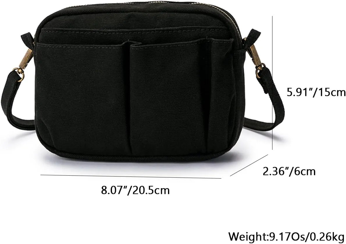 Hong Kong style retro canvas one-shoulder small square bag Mori style messenger girl casual travel bag