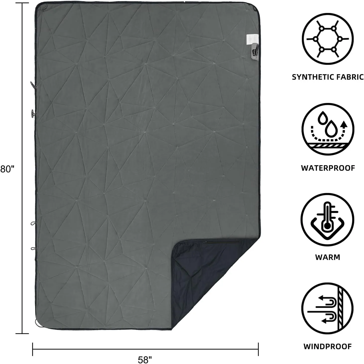 Hooded Outdoor Waterproof Blanket, Foldable Fleece Stadium Blanket for Outdoor Sports Event, Camping, Concerts, Car, Pet, Picnics - Windproof, Wearable, Machine Washable 80" x 58"