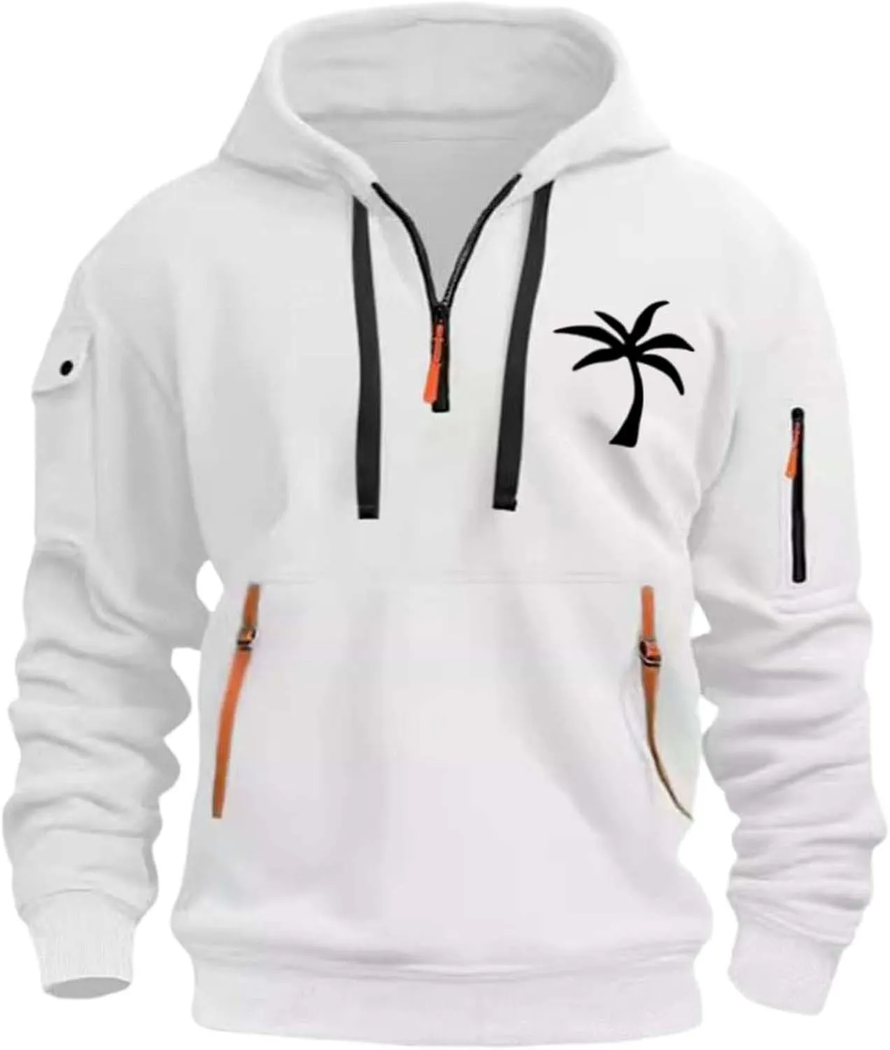 Hoodie Men,Mens 1/4 Zip Pullover Vintage Graphic Western Hoodies Casual Long Sleeve Country Jackets with Pocket