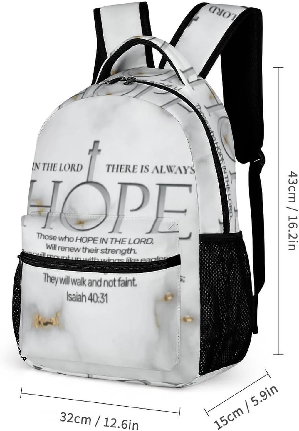 Hope in The Lord Scripture Verse Isaiah Backpack Portable Meal Bag, Stationery Bag Set, Sturdy And Durable