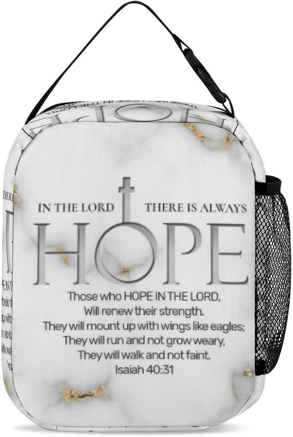Hope in The Lord Scripture Verse Isaiah Backpack Portable Meal Bag, Stationery Bag Set, Sturdy And Durable