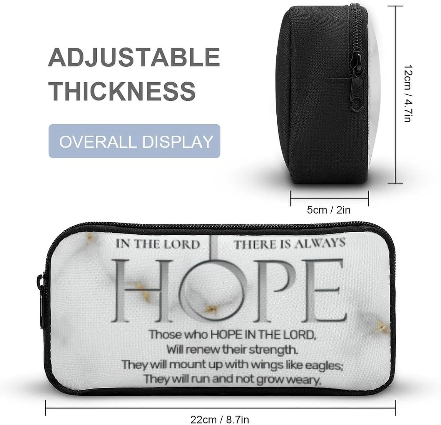 Hope in The Lord Scripture Verse Isaiah Backpack Portable Meal Bag, Stationery Bag Set, Sturdy And Durable