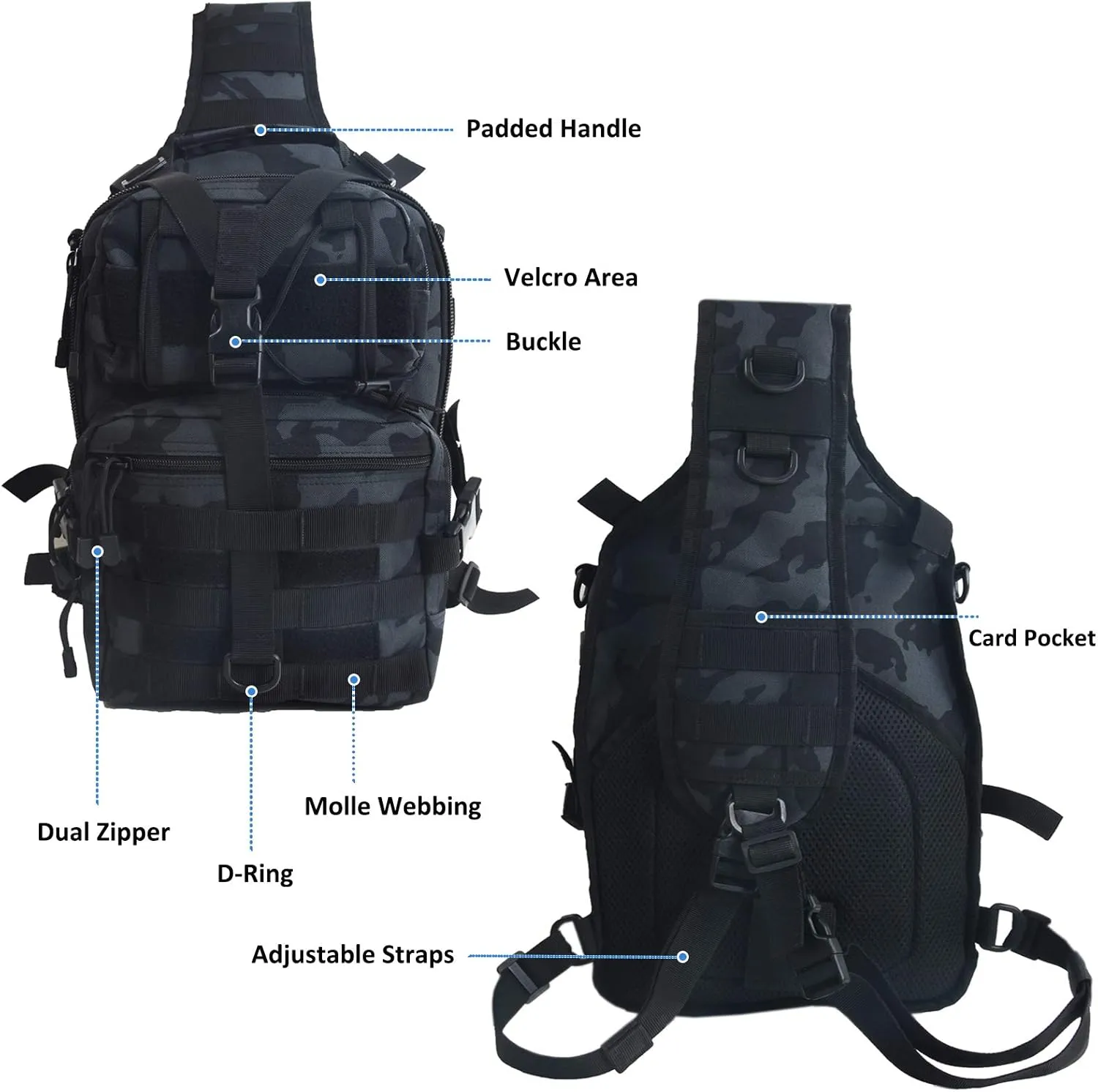hopopower Tactical Sling Bag Pack Military Rover Shoulder Backpack EDC Assault Range Bag, Water-Resistant