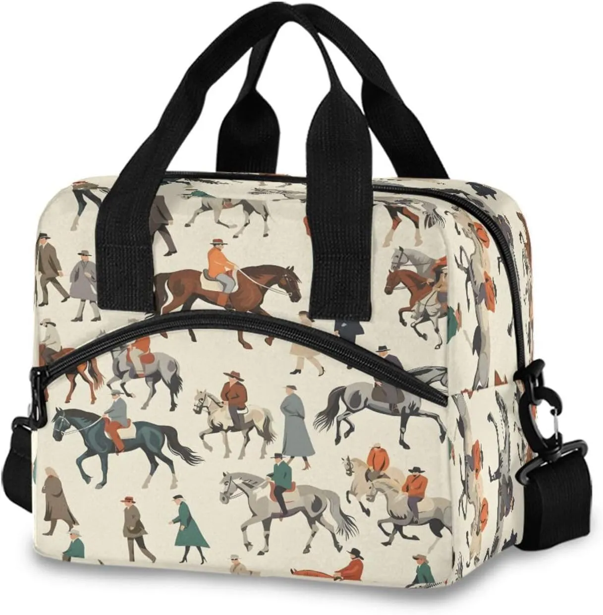 Horses People Lunch Box for Men Women Adults Insulated Lunch Bag Cooler Bag with Adjustable Shoulder Strap for Work Picnic Travel
