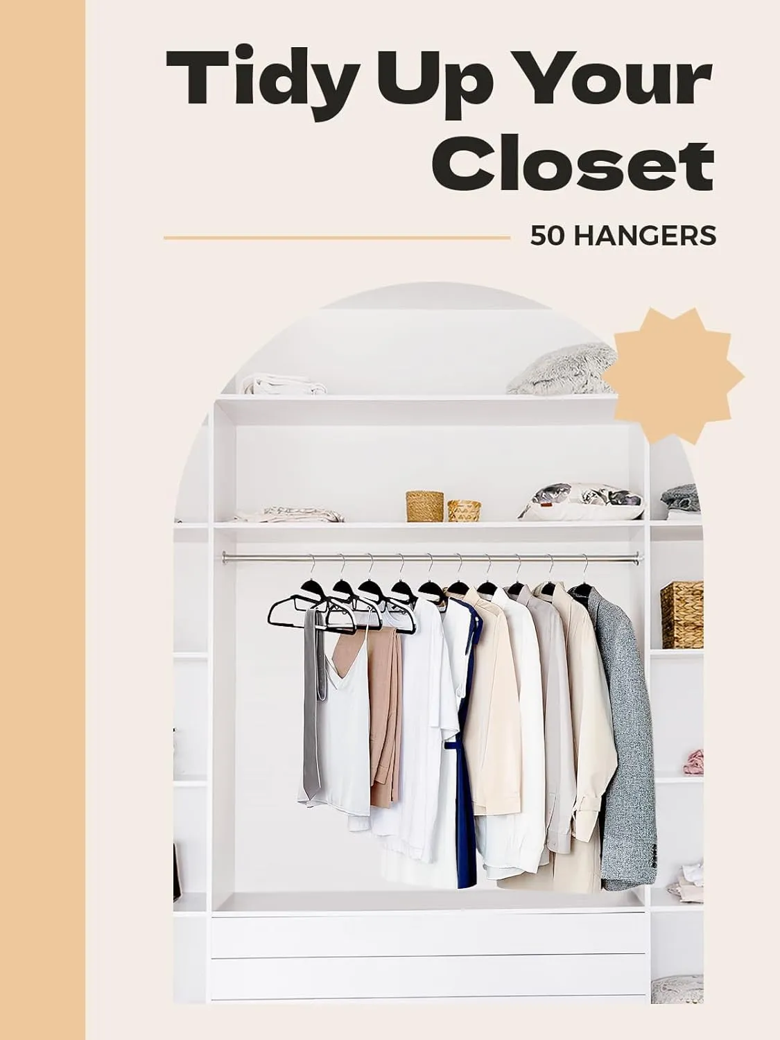 HOUSE DAY Black Plastic Hangers 50 Pack, Slim Space Saving, Non Slip Hangers with Rubber Pads, Sturdy Coat Hanger for Closet, S-Shaped Clothes Hanger for Shirt, Suit, Pant, Skirt