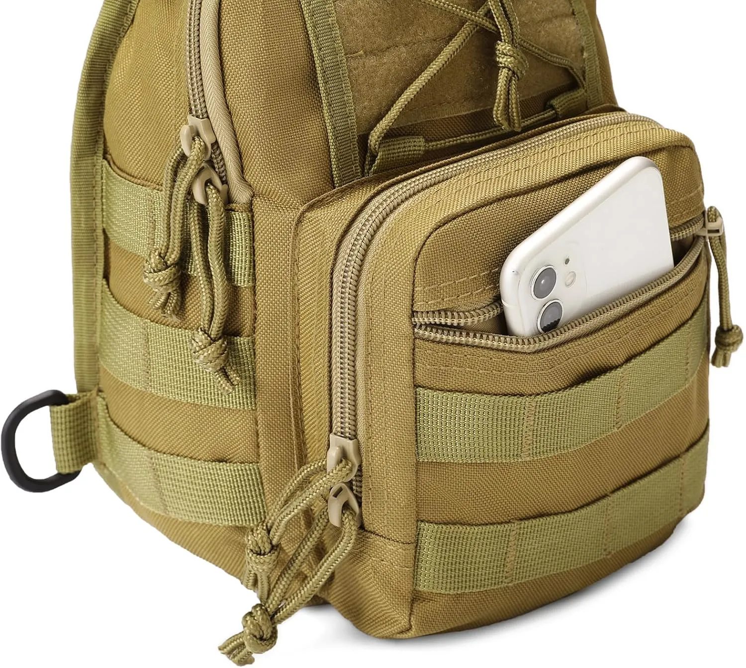 HOW'ON Hunting Backpack Waterproof Sling Shoulder Bag Small Carry Pouch Khaki