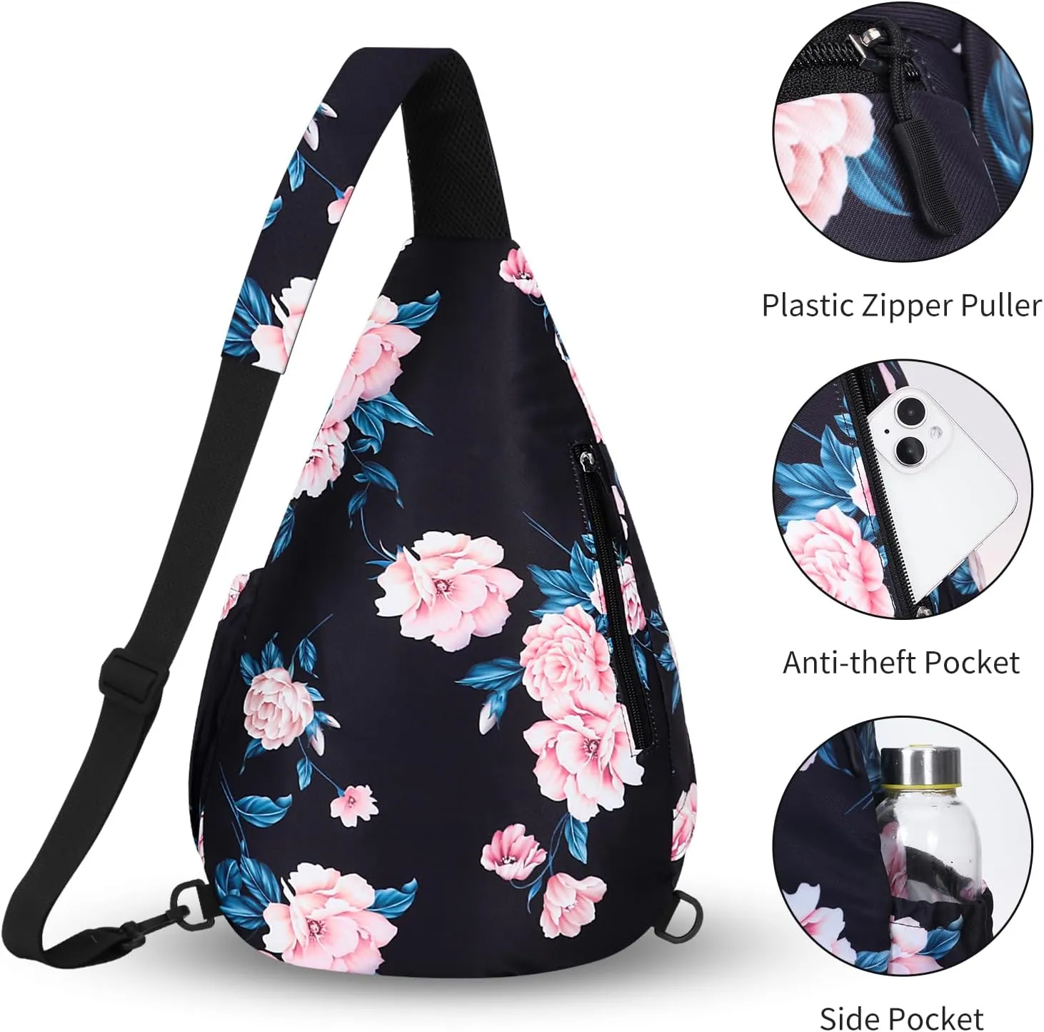 HUA ANGEL Crossbody Sling Bag for Men & Women Lightweight Waterproof Chest Shoulder Bag for Travel Hiking & Everyday Use