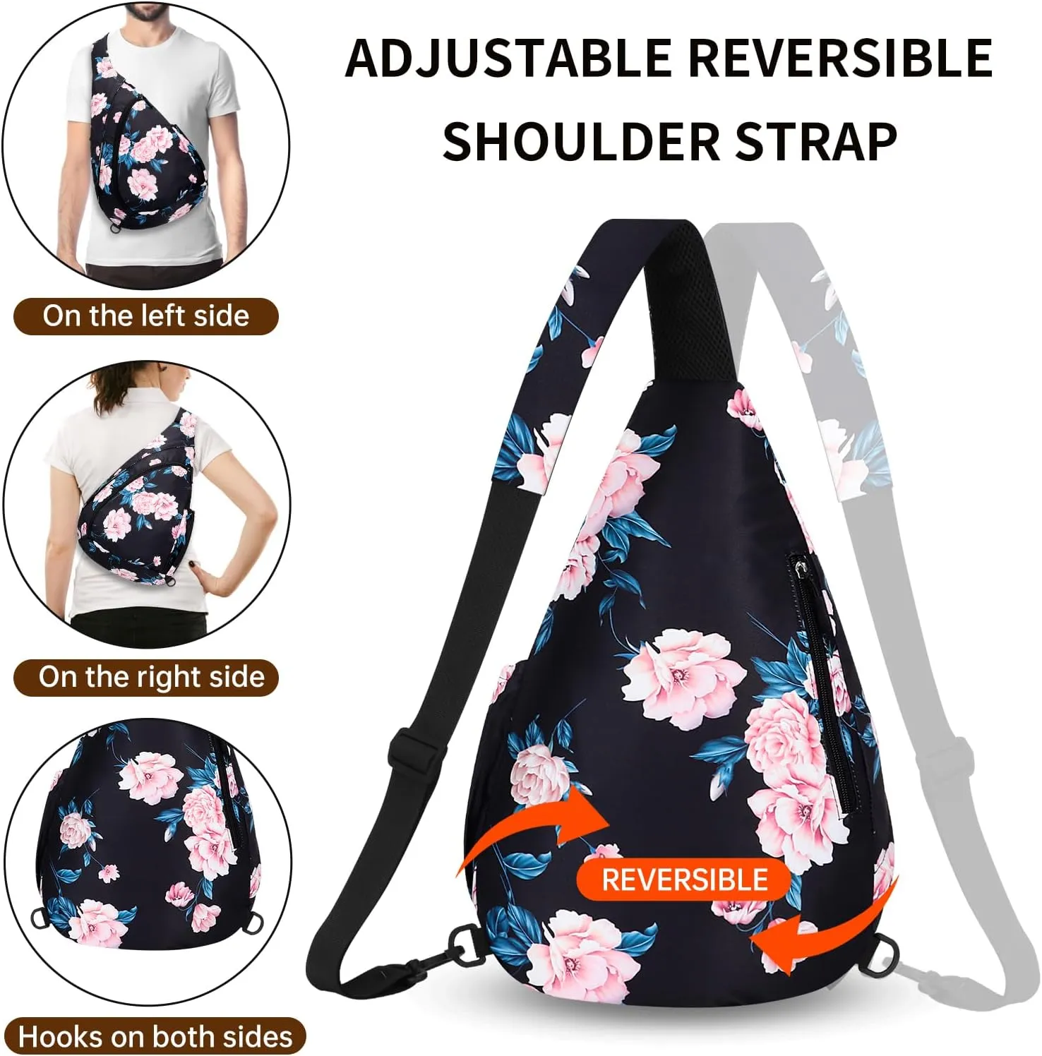HUA ANGEL Crossbody Sling Bag for Men & Women Lightweight Waterproof Chest Shoulder Bag for Travel Hiking & Everyday Use