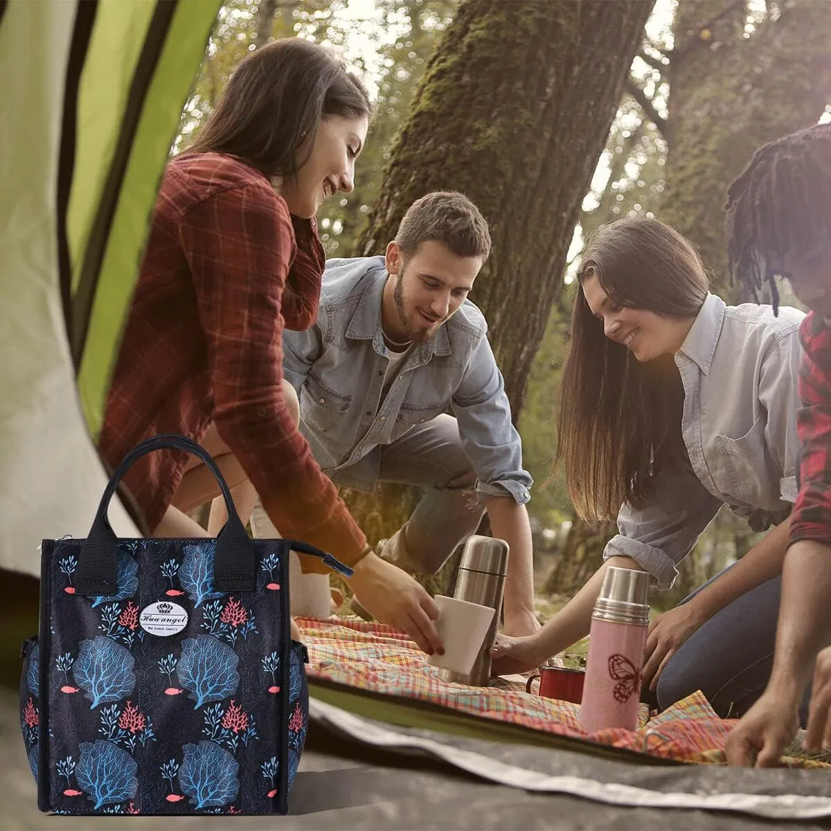 HUA ANGEL Insulated Lunch Bag, Leakproof Crossbody Lunch Tote Bag Thermal Cooler Bag Food Sack Handbags for Beach Work Picnic