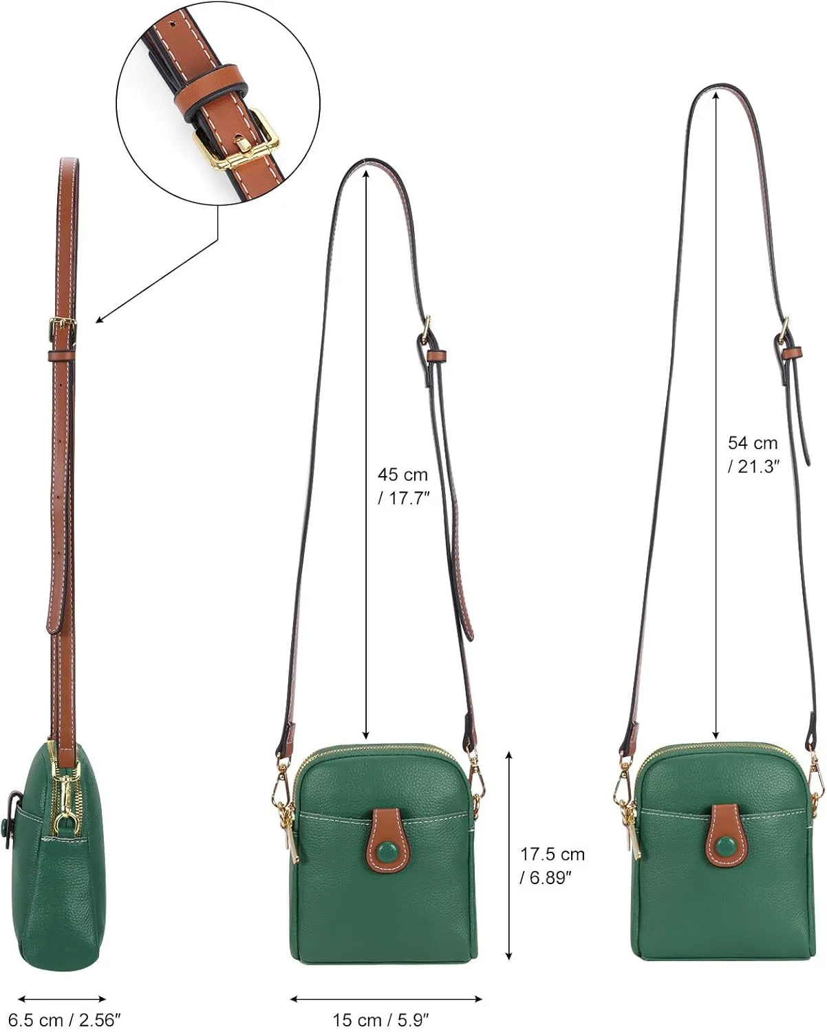 HUA ANGEL Small Crossbody Bag for Women, Soft Leather Travel Crossbody Mini Shoulder Cellphone Purses Messenger Satchel Bag