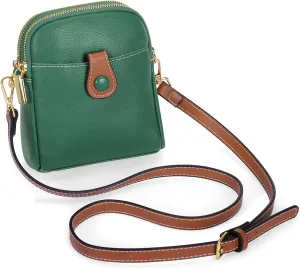 HUA ANGEL Small Crossbody Bag for Women, Soft Leather Travel Crossbody Mini Shoulder Cellphone Purses Messenger Satchel Bag