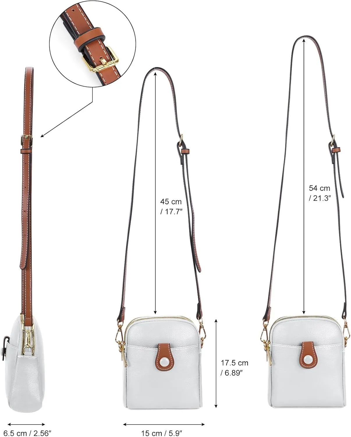 HUA ANGEL Small Crossbody Bag for Women, Soft Leather Travel Crossbody Mini Shoulder Cellphone Purses Messenger Satchel Bag