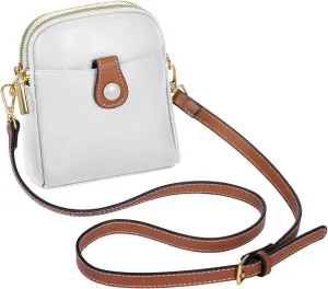 HUA ANGEL Small Crossbody Bag for Women, Soft Leather Travel Crossbody Mini Shoulder Cellphone Purses Messenger Satchel Bag