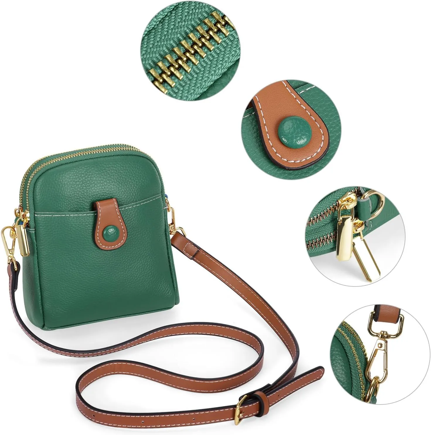 HUA ANGEL Small Crossbody Bag for Women, Soft Leather Travel Crossbody Mini Shoulder Cellphone Purses Messenger Satchel Bag
