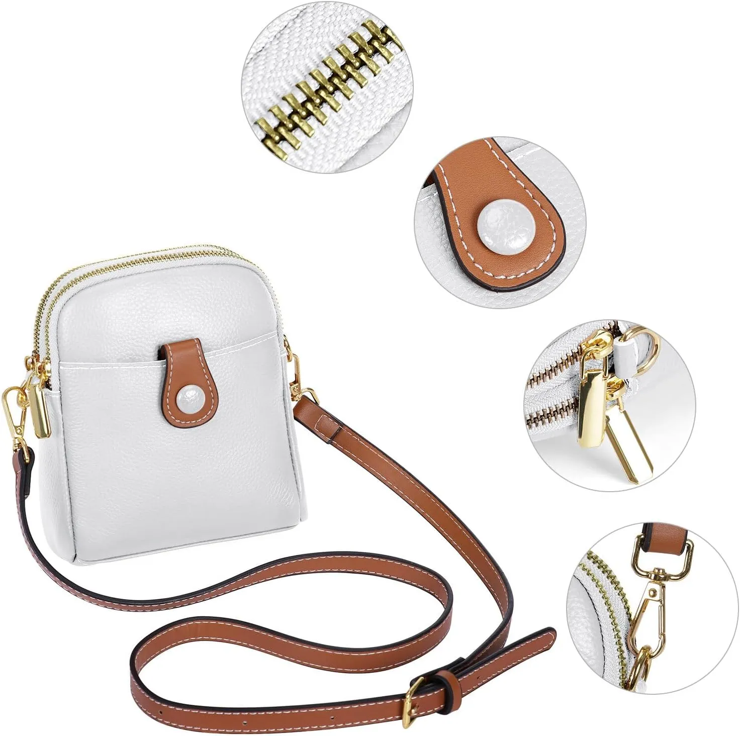 HUA ANGEL Small Crossbody Bag for Women, Soft Leather Travel Crossbody Mini Shoulder Cellphone Purses Messenger Satchel Bag