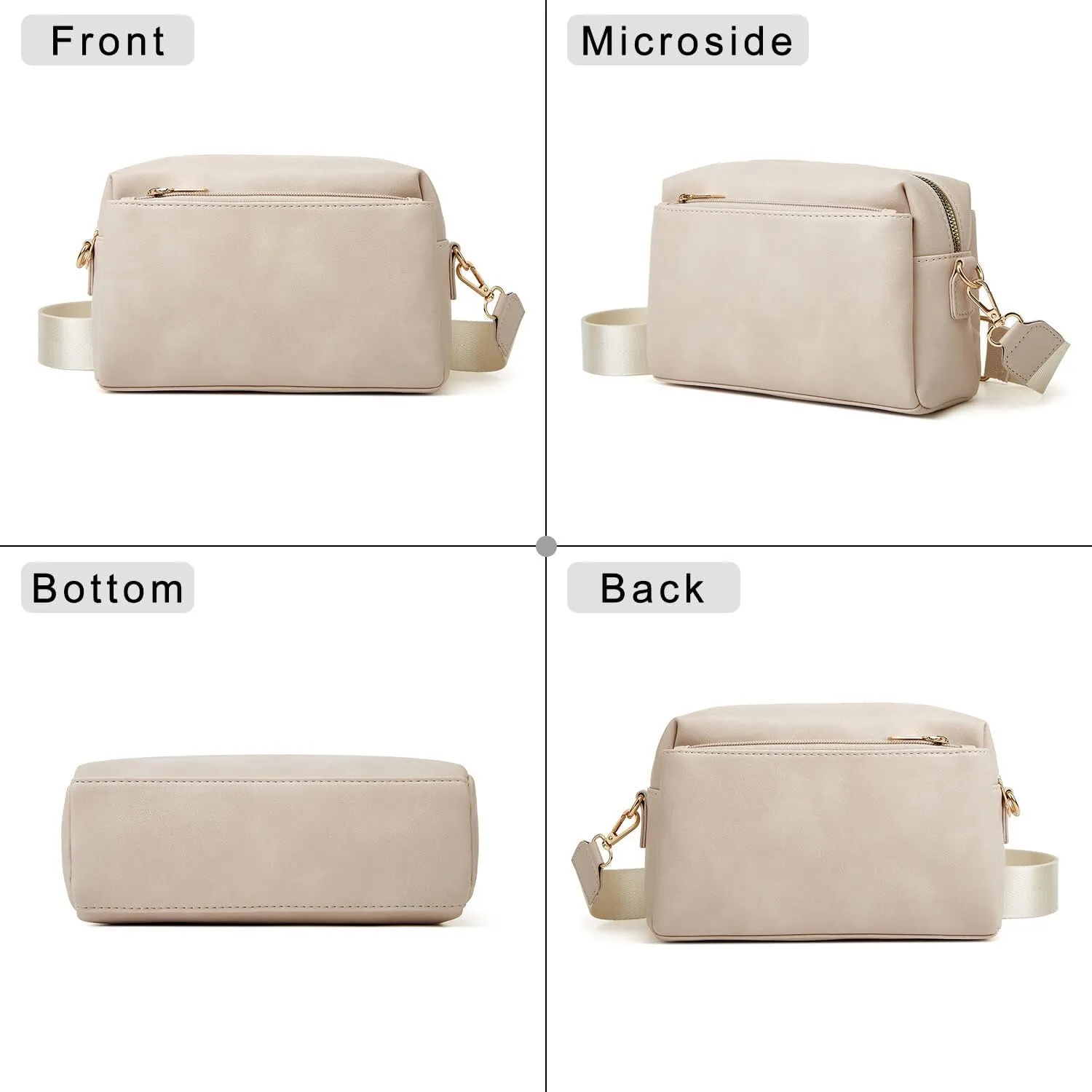 HUA ANGEL Small Crossbody Bags for Women Leather Cellphone Shoulder Handbags Triple Zip Satchel Purse with Adjustable Strap