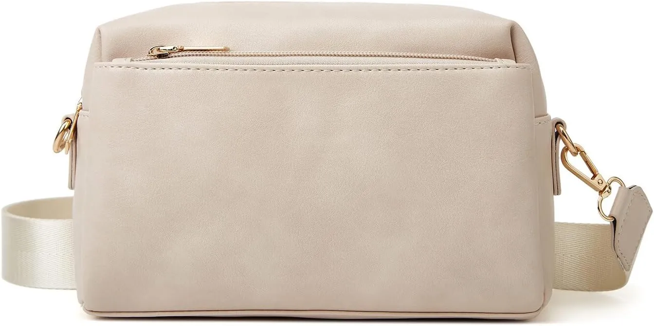 HUA ANGEL Small Crossbody Bags for Women Leather Cellphone Shoulder Handbags Triple Zip Satchel Purse with Adjustable Strap