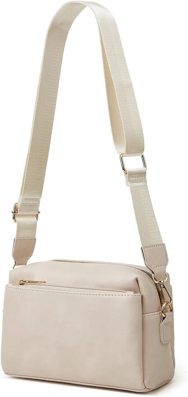HUA ANGEL Small Crossbody Bags for Women Leather Cellphone Shoulder Handbags Triple Zip Satchel Purse with Adjustable Strap