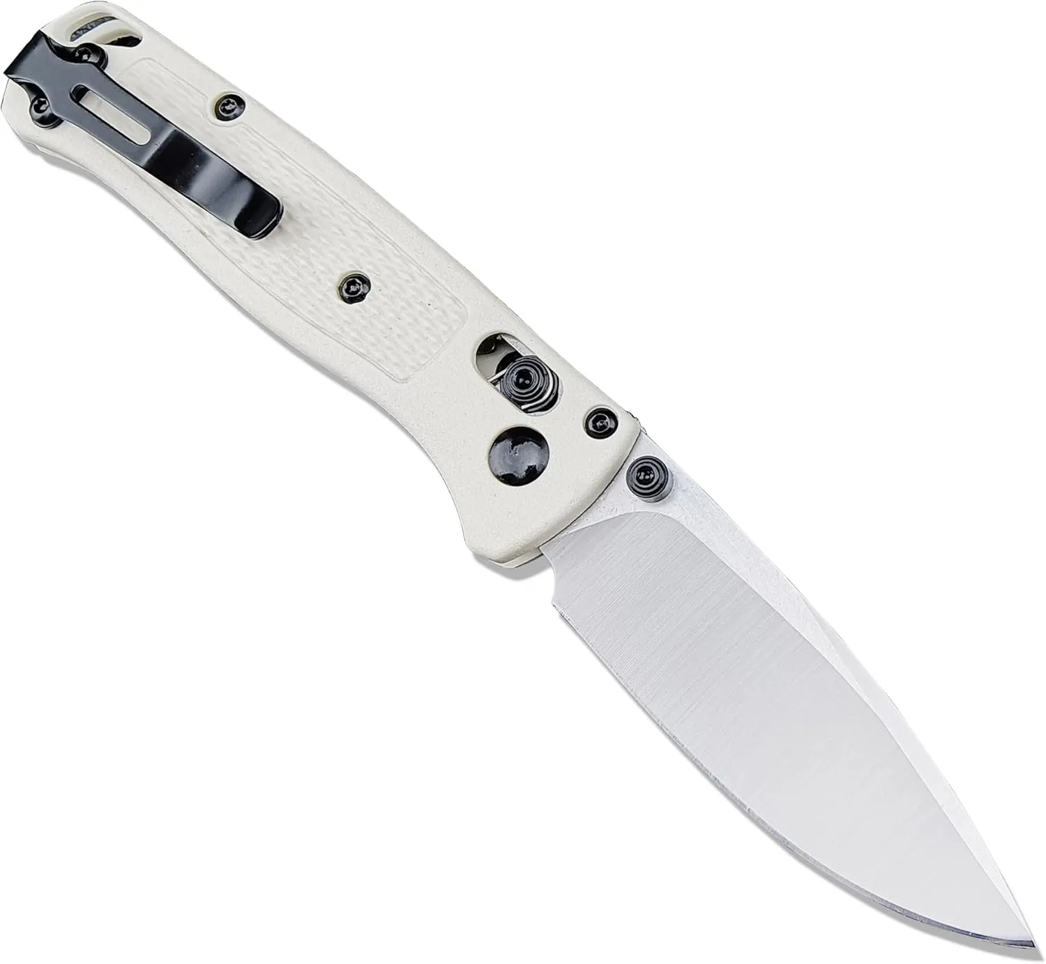 HUAAO Axis Lock Pocket Knife, EDC Mini Bugout Folding Pocket Knives,Plain Edge, Thumb Stud Manual Open, Nylon Grivory Handle with Belt Clip (440C blade)