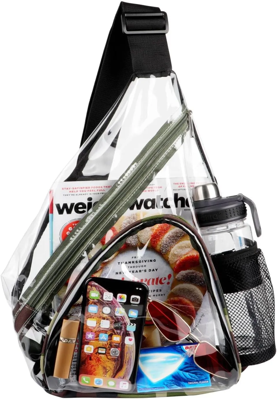 HULISEN Clear Sling Bag, Clear Bag Stadium Approved, Transparent Shoulder Crossbody Backpack Chest Casual Daypack
