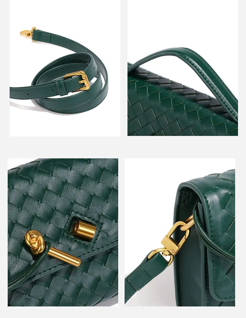 Huralona Evening Clutch Bag Woven Crossbody Handbag Square Box with Detachable Chain PU Leather Shoulder Bag for Women