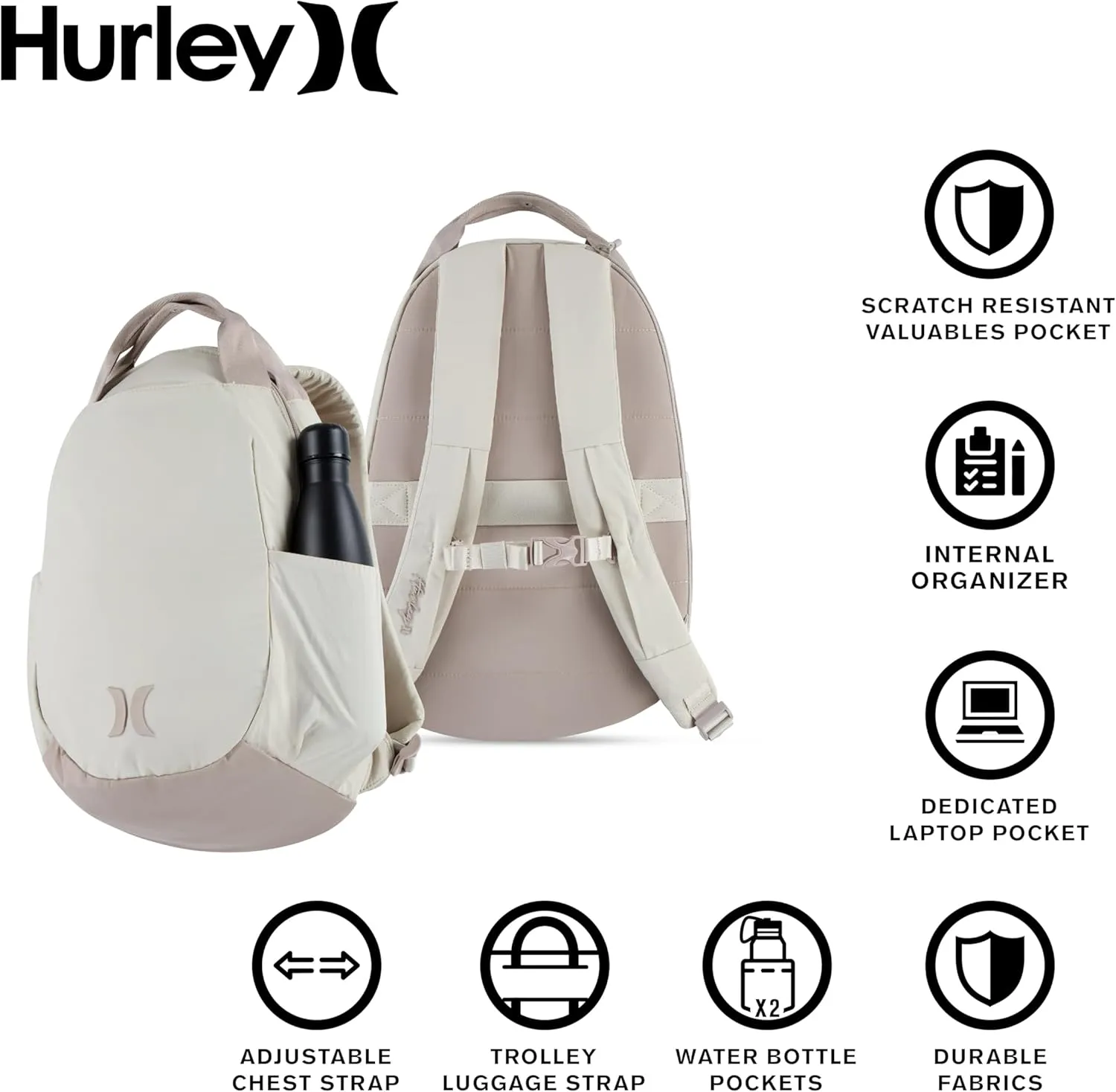Hurley Women's Gym Backpack, Black, One Size