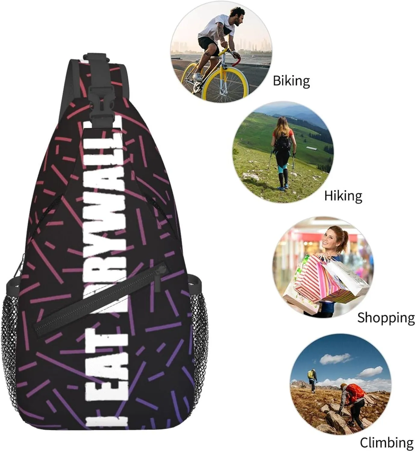 I Eat Dryingleide Small Crossbody Backpack Sling Bag For Men Women Mini One Shoulder Chest Bags Gym Sport Travel Hiking Daypack