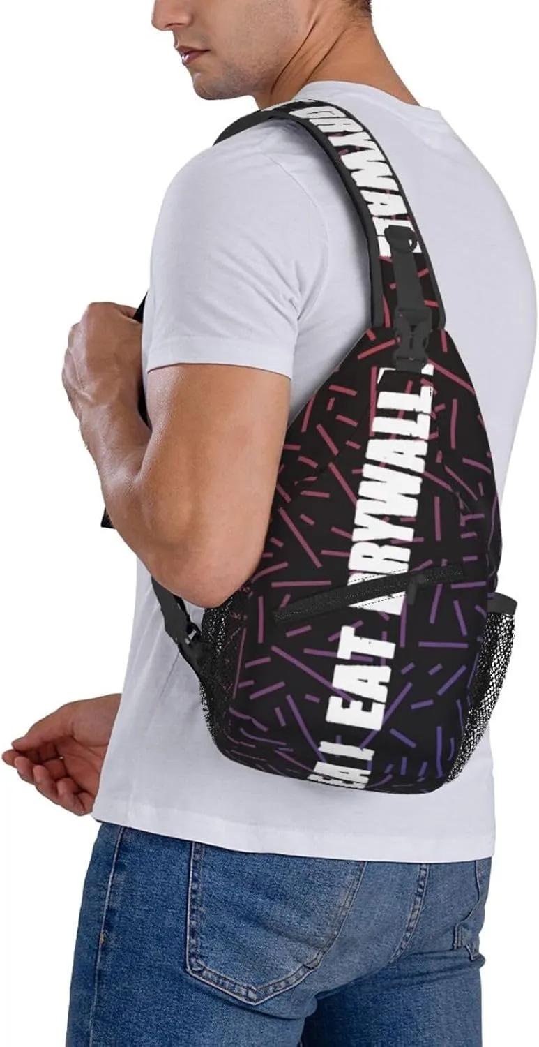 I Eat Dryingleide Small Crossbody Backpack Sling Bag For Men Women Mini One Shoulder Chest Bags Gym Sport Travel Hiking Daypack