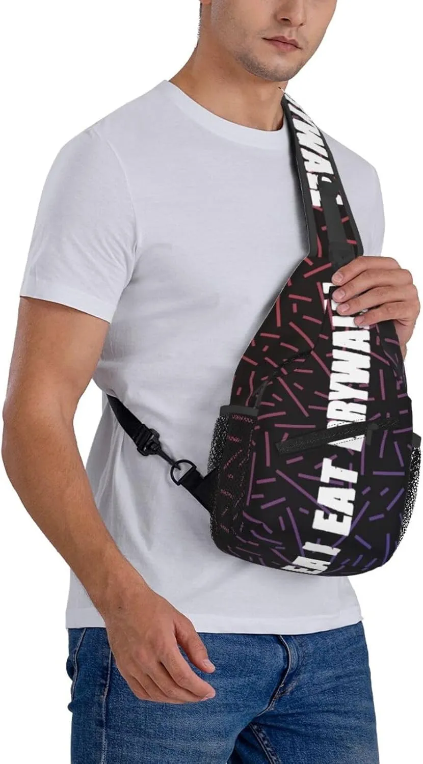 I Eat Dryingleide Small Crossbody Backpack Sling Bag For Men Women Mini One Shoulder Chest Bags Gym Sport Travel Hiking Daypack