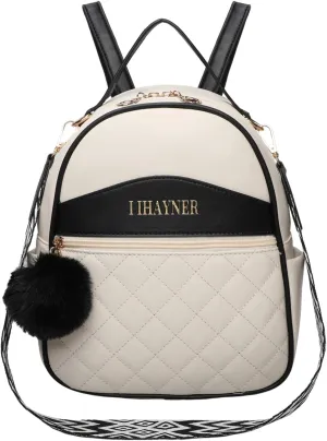 I IHAYNER Girls Fashion Backpack Purse Small Cute Mini Backpack for Girls Teen Vegan Leather Women Pom Backpack Shoulder Bag Black-1