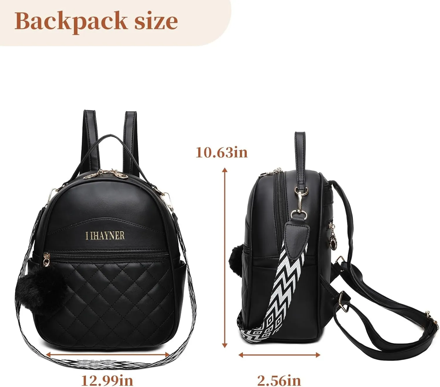 I IHAYNER Girls Fashion Backpack Purse Small Cute Mini Backpack for Girls Teen Vegan Leather Women Pom Backpack Shoulder Bag Pure Beige-1