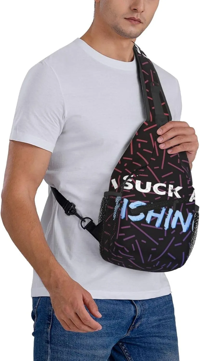 I Suck At Fishing Small Crossbody Backpack Sling Bag For Men Women Mini One Shoulder Chest Bags Gym Sport Travel Hiking Daypack