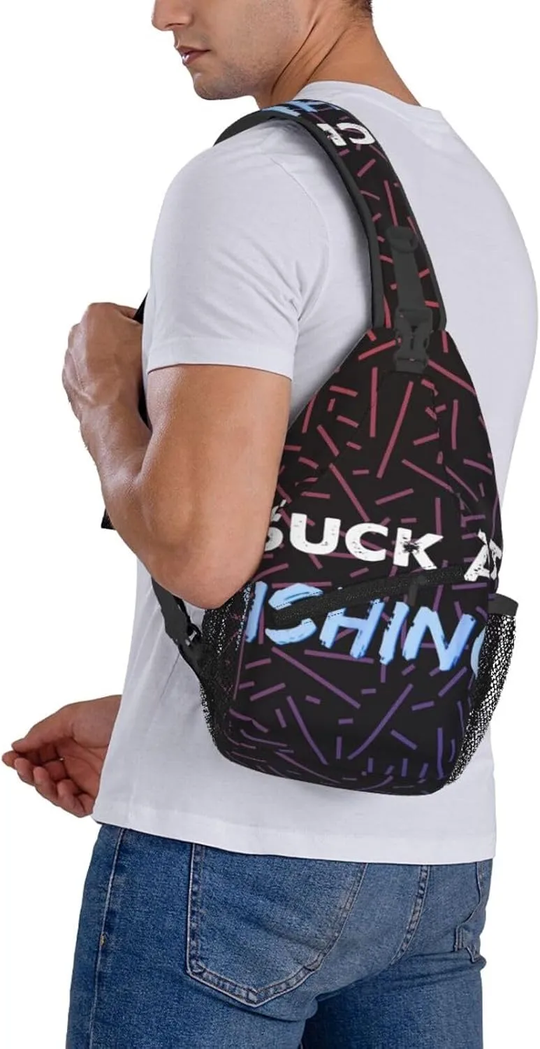 I Suck At Fishing Small Crossbody Backpack Sling Bag For Men Women Mini One Shoulder Chest Bags Gym Sport Travel Hiking Daypack