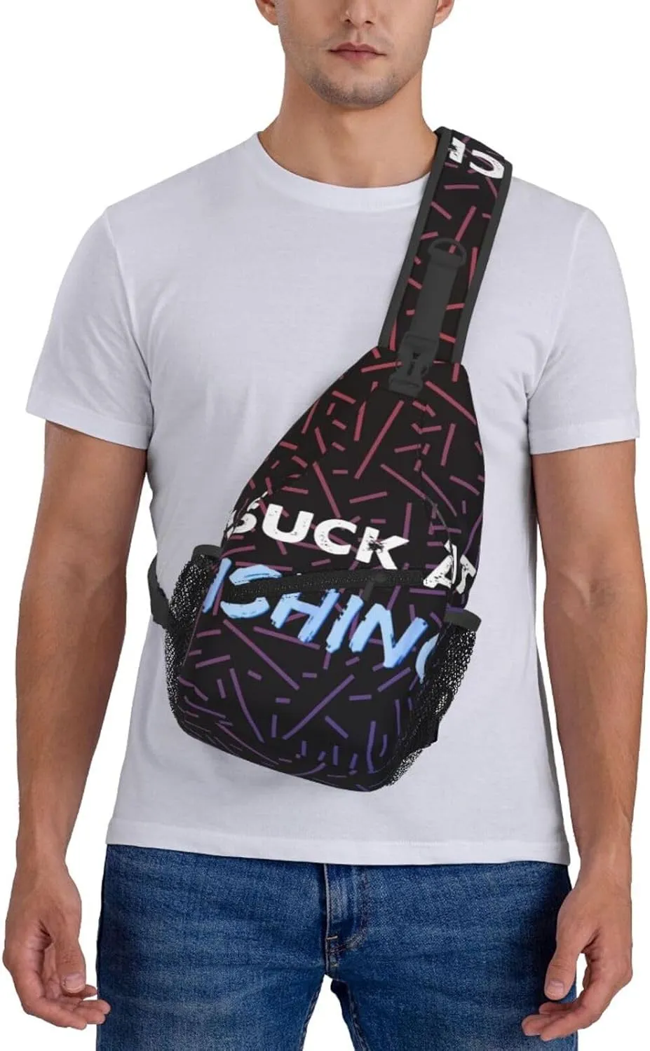 I Suck At Fishing Small Crossbody Backpack Sling Bag For Men Women Mini One Shoulder Chest Bags Gym Sport Travel Hiking Daypack