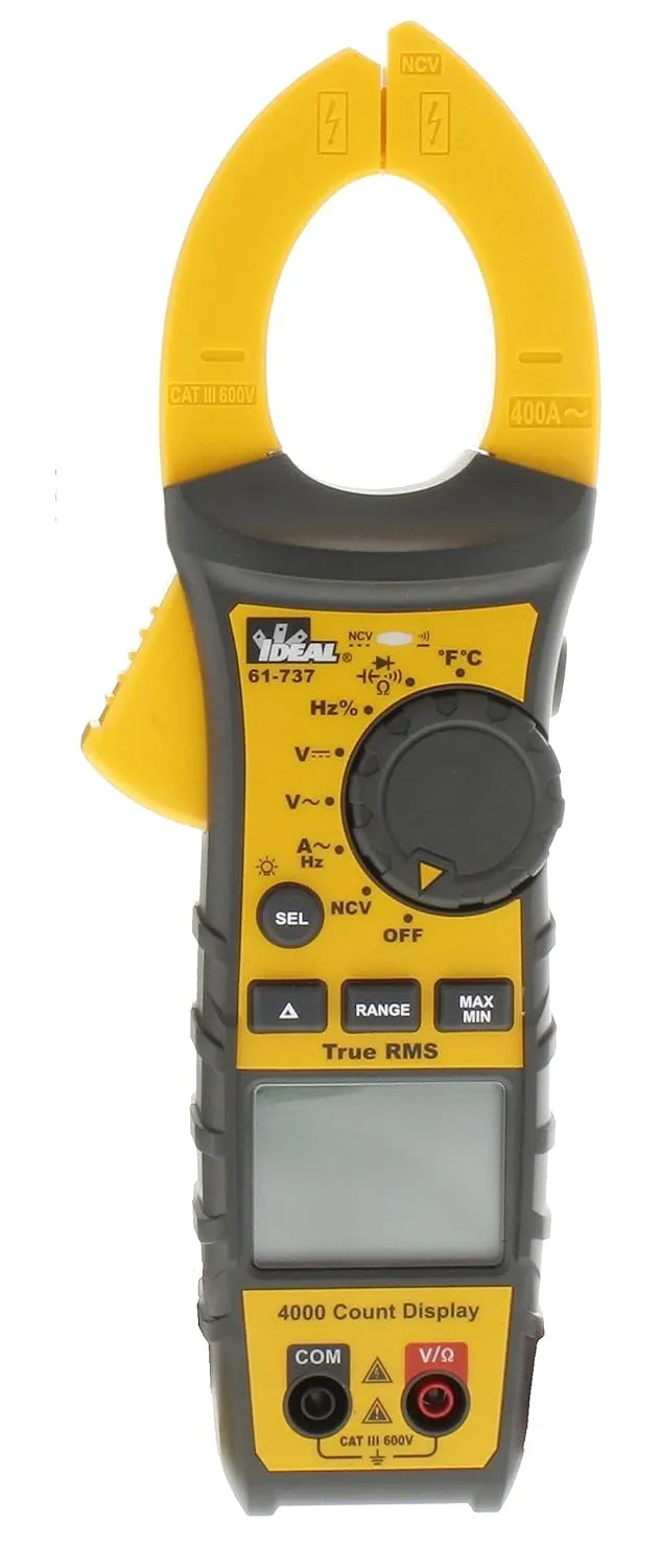 IDEAL INDUSTRIES INC. 61-737 Digital AC Clamp Meter 400 Amp 600-Volt, Red