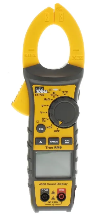 IDEAL INDUSTRIES INC. 61-737 Digital AC Clamp Meter 400 Amp 600-Volt, Red