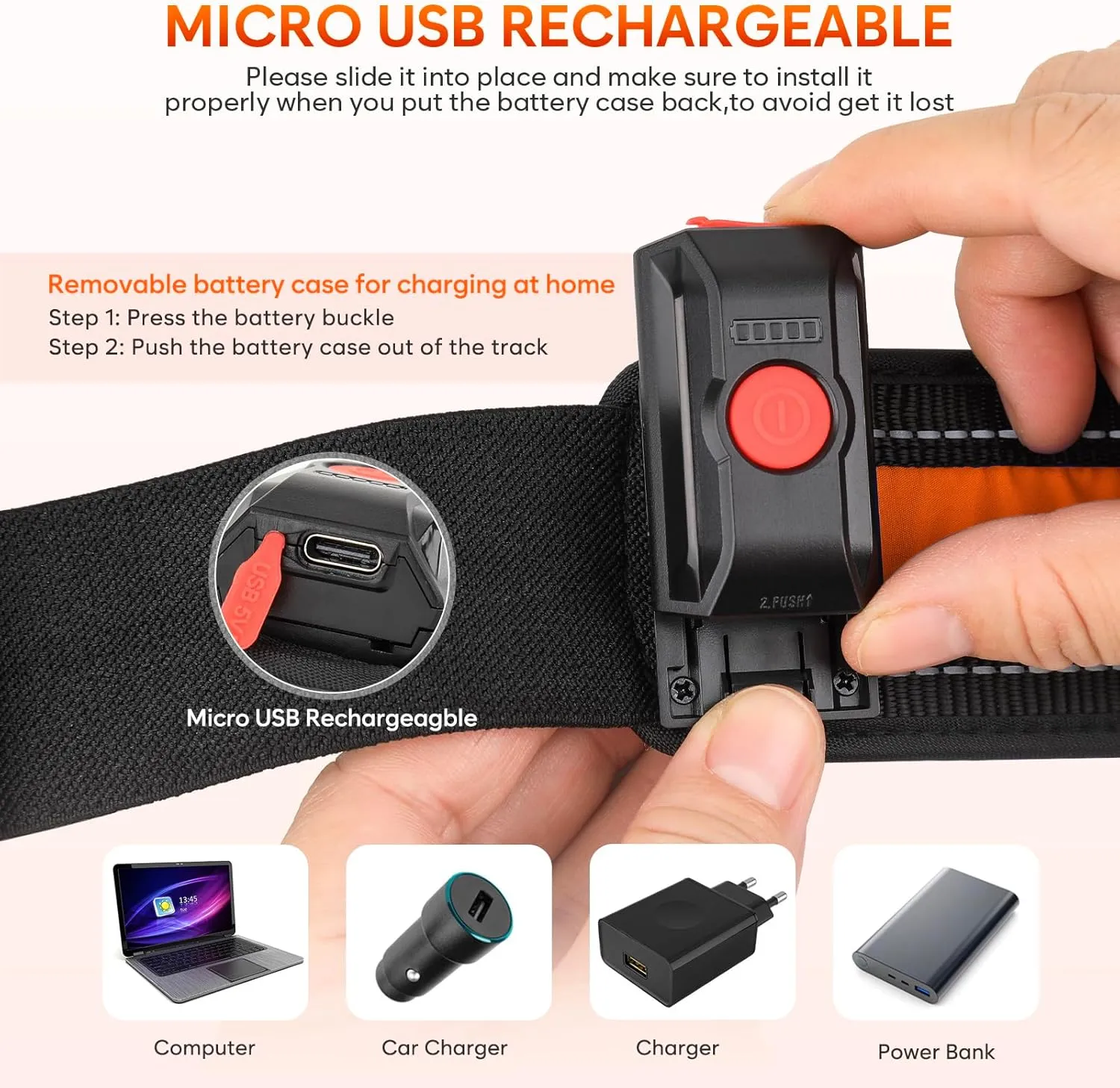 Illumifun LED Running Belt - USB Rechargeable Light Up Sash, High-Visibility Elastic Waistband Light for Running, Cycling, Hiking, Camping & Nighttime Activities