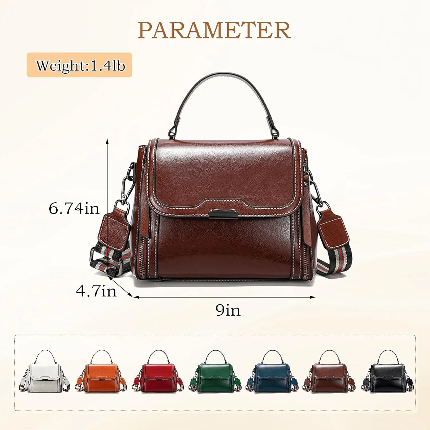 imeetu Oil Wax Leather Handbags for Women, Crossbody Bag Removable Shoulder Strap