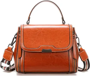 imeetu Oil Wax Leather Handbags for Women, Crossbody Bag Removable Shoulder Strap