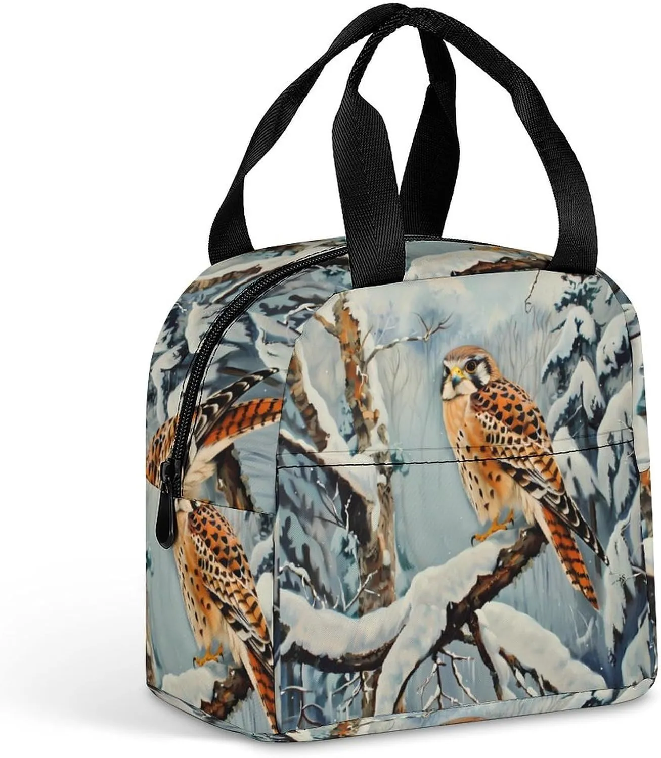 In Snowscape Kestrel Portable Lunch Tote Bag Leakproof Cooler Bag Reusable Lunch Box for Picnic Beach Work