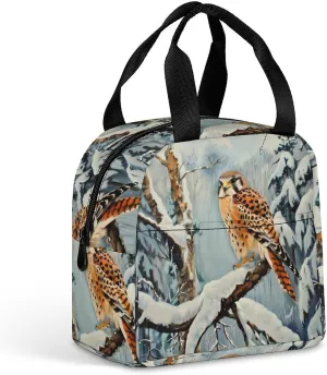 In Snowscape Kestrel Portable Lunch Tote Bag Leakproof Cooler Bag Reusable Lunch Box for Picnic Beach Work