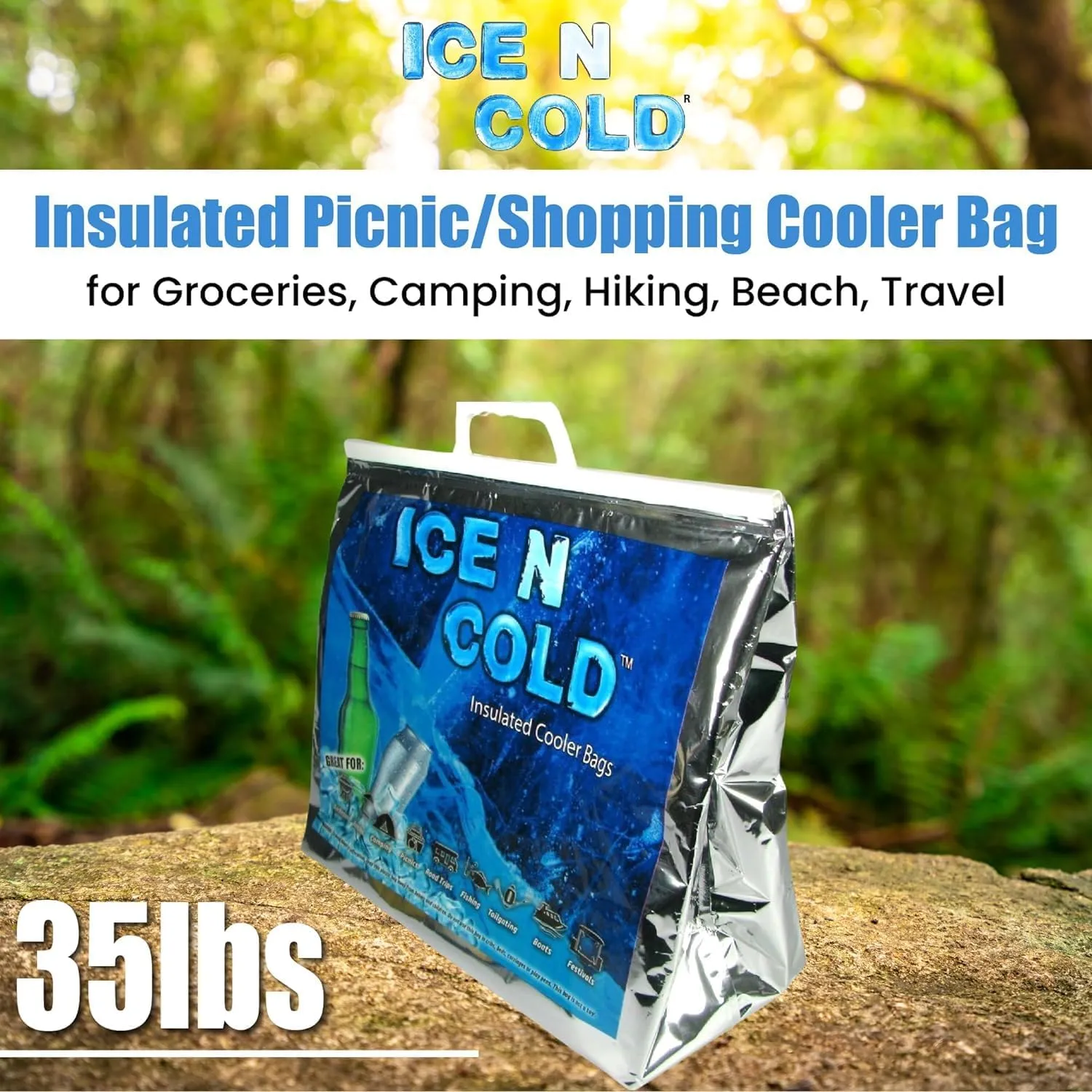 Insulated Cooler Bag - X-Large 40 lbs Capacity (Pack of 10) | Lightweight, Soft, Collapsible | Ideal for Groceries, Camping, Hiking, Beach, Travel