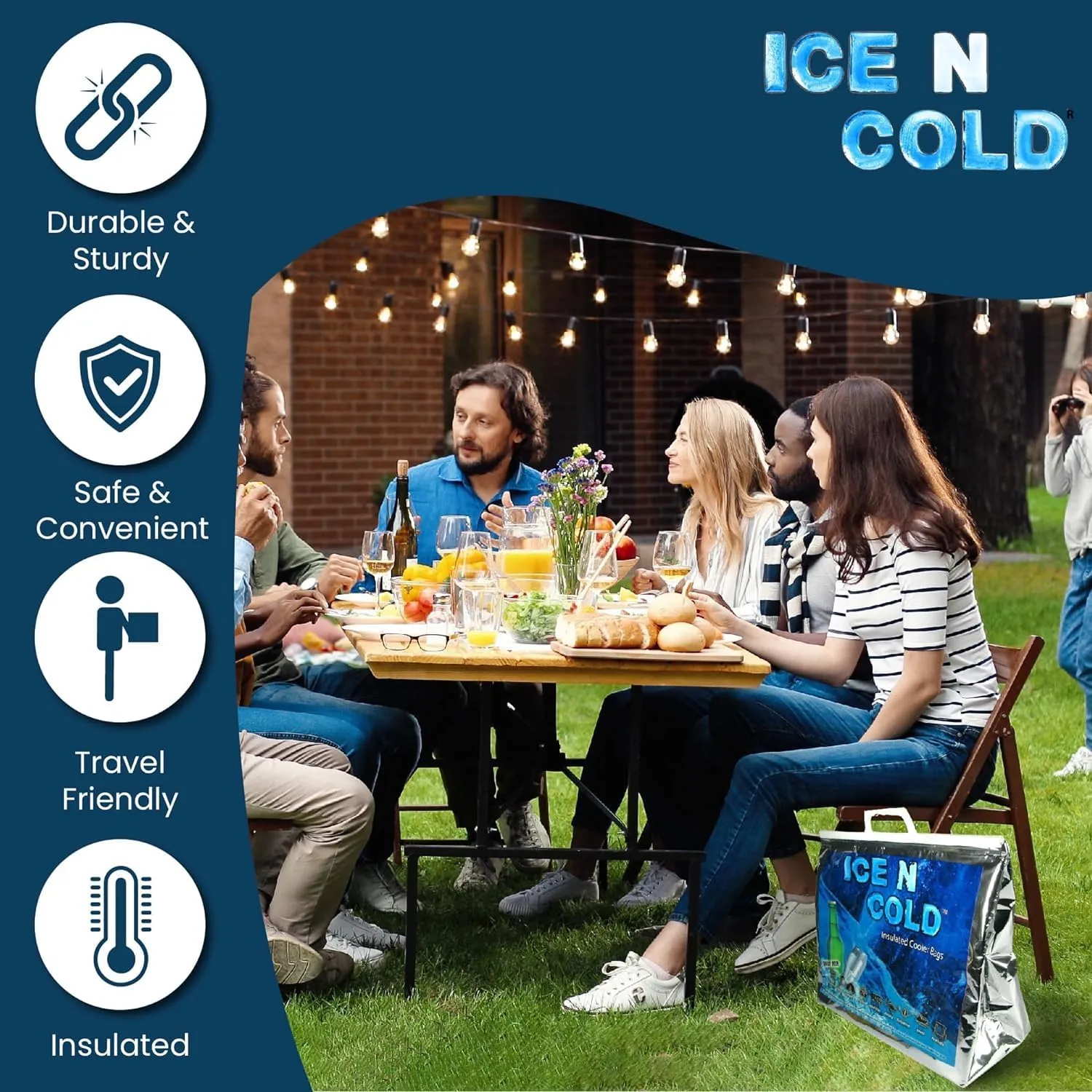 Insulated Cooler Bag - X-Large 40 lbs Capacity (Pack of 10) | Lightweight, Soft, Collapsible | Ideal for Groceries, Camping, Hiking, Beach, Travel
